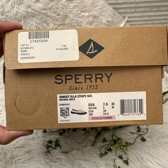 SPERRY Sunset Ella Stripe Natural Multicolor Canvas Slip On Loafers sz 7.5M US - Picture 7 of 7